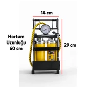 Ayak Tipi Kalın Pistonlu Hava Pompası Göstergeli Çift Hava Depolu Teker Araç Bisiklet Top Pompası thumbnail 2