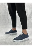 Erkek AyakkabıBA0003 Bağcıklı Klasik Spor Keten Lacivert  Beyaz Taban Casual Erkek Ayakkabı thumbnail 1