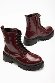 bot812-356 Bordo Rugan Bağcıklı Fermuarlı Günlük Kadın Bot thumbnail 1