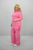 Kadın Büyük Beden Modal Kumaş Kısa Kollu Bol Paça Eşofman Takımı 8184-25 - 11