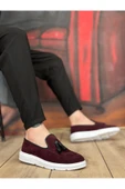 BA0005 Bağcıksız Yüksek Taban Bordo Süet Klasik Püsküllü Corcik Erkek Ayakkabı thumbnail 2