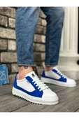 BA0323 BOA Kalın Tırtık Yüksek Taban Beyaz Mavi Bağcıklı Spor Erkek Ayakkabı thumbnail 2