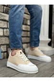 BA0328 BOA Kalın Yüksek Taban Smile Desenli Krem Spor Erkek Ayakkabı thumbnail 2