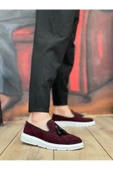 BA0005 Bağcıksız Yüksek Taban Bordo Süet Klasik Püsküllü Corcik Erkek Ayakkabı thumbnail 1
