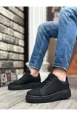 BA0803 BOA Yüksek Siyah Taban Triko Siyah Erkek Ayakkabı thumbnail 3