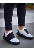 KB-040  Kuback Beyaz Cilt Siyah Yüksek Taban Lastikli Günlük Erkek Ayakkabı thumbnail 2