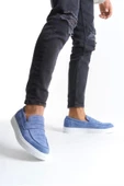 SLW180 Estilo X Bağcıksız Süet Erkek Günlük Spor Klasik Ayakkabı BT Mavi thumbnail 3