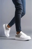 SLW151 Boost Bağcıklı Cilt Süet Erkek Günlük Sneaker Ayakkabı BT Beyaz/Gri thumbnail 1