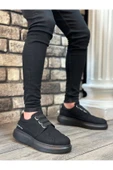 BA0302 Boa Kalın Taban Bağcıksız Tarz Casual Siyah Siyah Erkek Ayakkabı thumbnail 2