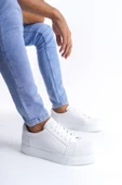 SLW165 Elite Bağcıklı Cilt Erkek Günlük Sneaker Ayakkabı BT Beyaz - 2