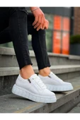 Erkek ayakkabıKB-X155 Kuback Beyaz Cilt Detaylı Beyaz Yüksek Taban Günlük Spor Ayakkabı thumbnail 1