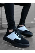 Erkek AyakkabıBA0160 Bantlı Erkek Yüksek Taban Siyah Beyaz Siyah Taban Spor Ayakkabı thumbnail 2