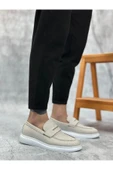 Bağcıksız Keten Beyaz Klasik  Erkek Loafer  Ayakkabı - 2