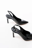 Siyah Rugan Günlük Arkası Açık 9 cm Topuklu Kadın Ayakkabı thumbnail 3
