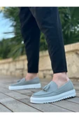 BA0154 Bağcıksız Yüksek Taban Gri Süet Püsküllü Erkek Ayakkabı thumbnail 2