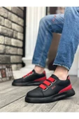BA0329 3 Bant Siyah Kırmızı Detaylı Kalın Taban Casual Erkek Ayakkabı thumbnail 2