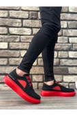 BA0302 Boa Kalın Taban Bağcıksız Tarz Casual Siyah Kırmızı Erkek Ayakkabı thumbnail 2
