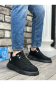 BA0331 Bağcıklı Erkek Yüksek Taban Siyah Süet Siyah Taban Spor Ayakkabı thumbnail 1