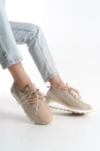 ALYA Bağcıklı Ortopedik Taban Taşlı Kadın Sneaker Spor Ayakkabı BT - Krem - 2