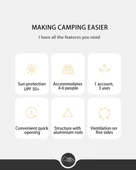 Naturehike Ango UPF 50+ Gölgelikli Otomatik Kurulum Kamp Çadırı - 4