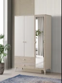 Petra 3 Kapaklı Aynalı Elbise Dolabı Gardrop 120x55x200 - 1