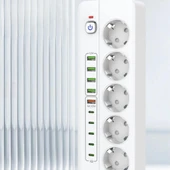 4 USB + 5 Type-C Girişli 5'li Priz Akım Korumalı Anahtarlı Çoklu Priz Uzatma Kablosu - 3