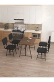 Hayat 70x110cm Sabit Amalfi Mutfak Masası, Mutfak Masası Takımı, Yemek Masası, 4 Siyah Sandalye - 3