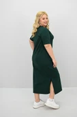 Kadın Büyük Beden Kısa Kollu Yırtmaç Detaylı Basic Elbise 5309-25 - 1