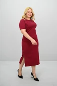Kadın Büyük Beden Kısa Kollu Yırtmaç Detaylı Basic Elbise 5309-25 - 12