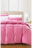 Tek Kişilik Yorgan Kılıfı Pamuklu Nevresim 160x220 Düz Renk Pembe - 1