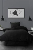 Ranforce Tek Kişilik Lastikli Çarşaflı Nevresim Takımı Simple Siyah - 2