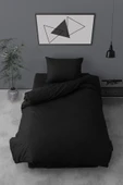 Ranforce Tek Kişilik Lastikli Çarşaflı Nevresim Takımı Simple Siyah - 3