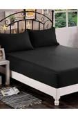 Çift Kişilik Lastikli Çarşaf 2 Adet Yastık Kılıfı 160x200 Siyah - 1