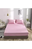 Çift Kişilik Lastikli Çarşaf 2 Adet Yastık Kılıfı 160x200 Pembe - 1