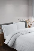 Çizgili Saten Çift Kişilik Yorgan Kılıfı - Otel Nevresimi - 1