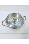 OMS 2100 Düz Cam Kapaklı  18cm Derin Çelik Tencere-Sade thumbnail 2