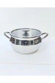 OMS 2100 Düz Cam Kapaklı  22cm Derin Çelik Tencere-Sade thumbnail 1