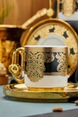 Cooker Lüks 6’lı Altın Yaldızlı Porselen Kahve Fincan Takımı – Şık & Özel Sunum & Hediyelik thumbnail 3