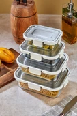 Cooker 4'lü Paslanmaz Çelik Kapaklı Cam Saklama Kabı Seti – Sızdırmaz, Hava Geçirmez thumbnail 4