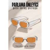 Modacar Parlama Önleyici Bayan Gece Sürüş Görüş Gözlüğü Sis Far Işık Önleyici Anti-Fog Gözlük - 1
