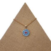 Gökyüzü Melodisi Bronz Çini Taşlı Çelik Zincir Kolye thumbnail 3