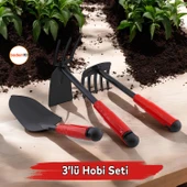 Hobi Çapa Tırmık 3'lü Set Metal Bahçe Tarla Çim Peyzaj Bitki Çiçek Ekme Toprak İşleme Küreği Küçük thumbnail 1