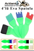 Eva Spatula 4 lü 1 Paket Plastik Doku Tarağı Fırçası Okul Öncesi Boya Sünger Fırça Seti Çocuklar İçin Plastik Saplı - 1