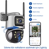 IP WIFI Kablosuz Kamera Dış Mekan CCTV PTZ Akıllı Ev Güvenlik IR Kamera Çift Lens HD - 2