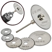 Matkap Ucu Mini Ahşap Plastik Kesme Testere Takımı Daire Yuvarlak Disk Dremel Seti -8 Parça - 1