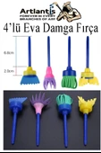 Eva Damga Fırçası 4 lü 1 Paket Plastik Doku Tarağı Fırçası Okul Öncesi Boya Sünger Fırça Seti Çocuklar İçin Plastik Sap - 2