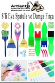 Eva Spatula ve Damga Fırçası 8 li 1 Paket Plastik Doku Tarağı Fırçası Okul Öncesi Boya Sünger Fırça Seti Çocuklar İçin - 1