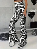 Kadın Yüksek Bel Zebra Desenli Tayt - 2