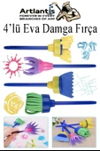 Eva Damga Fırçası 4 lü 1 Paket Plastik Doku Tarağı Fırçası Okul Öncesi Boya Sünger Fırça Seti Çocuklar İçin Plastik Sap - 1