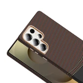 Samsung Galaxy S25 Ultra Kılıf Kablosuz Şarj Özellikli Karbon Fiber Görünümlü Gros Kapak thumbnail 7
